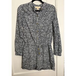 Michael Kors Navy Blue and White Floral Shorts Romper